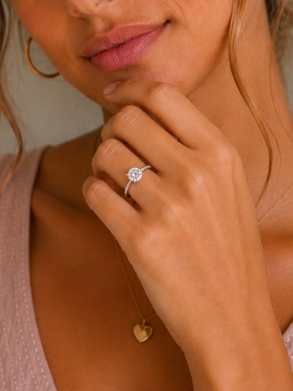 925 Sterling Silver 7mm Round Lab Grown Diamond Engagement Ring size 7
